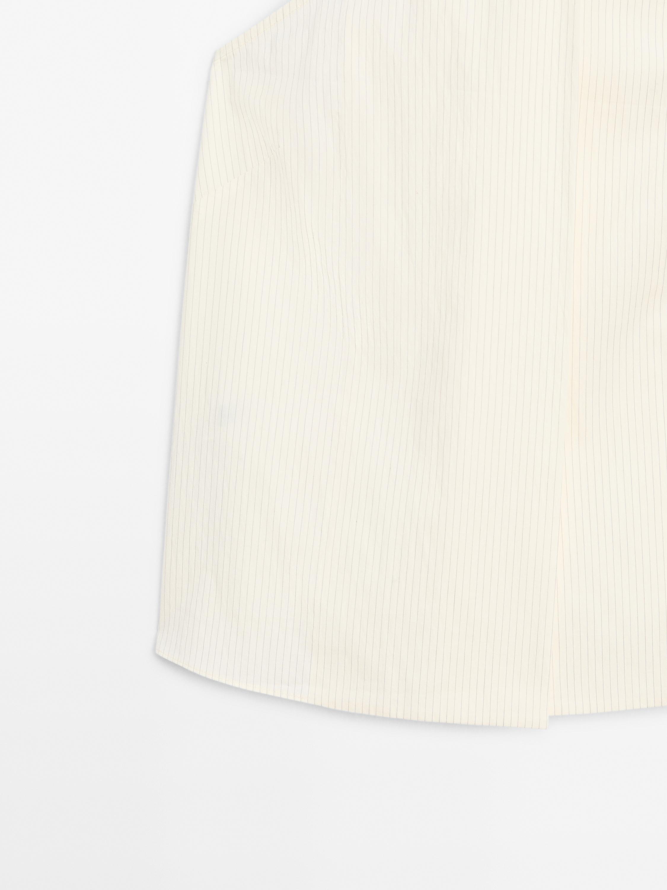 Striped cotton blend halter top